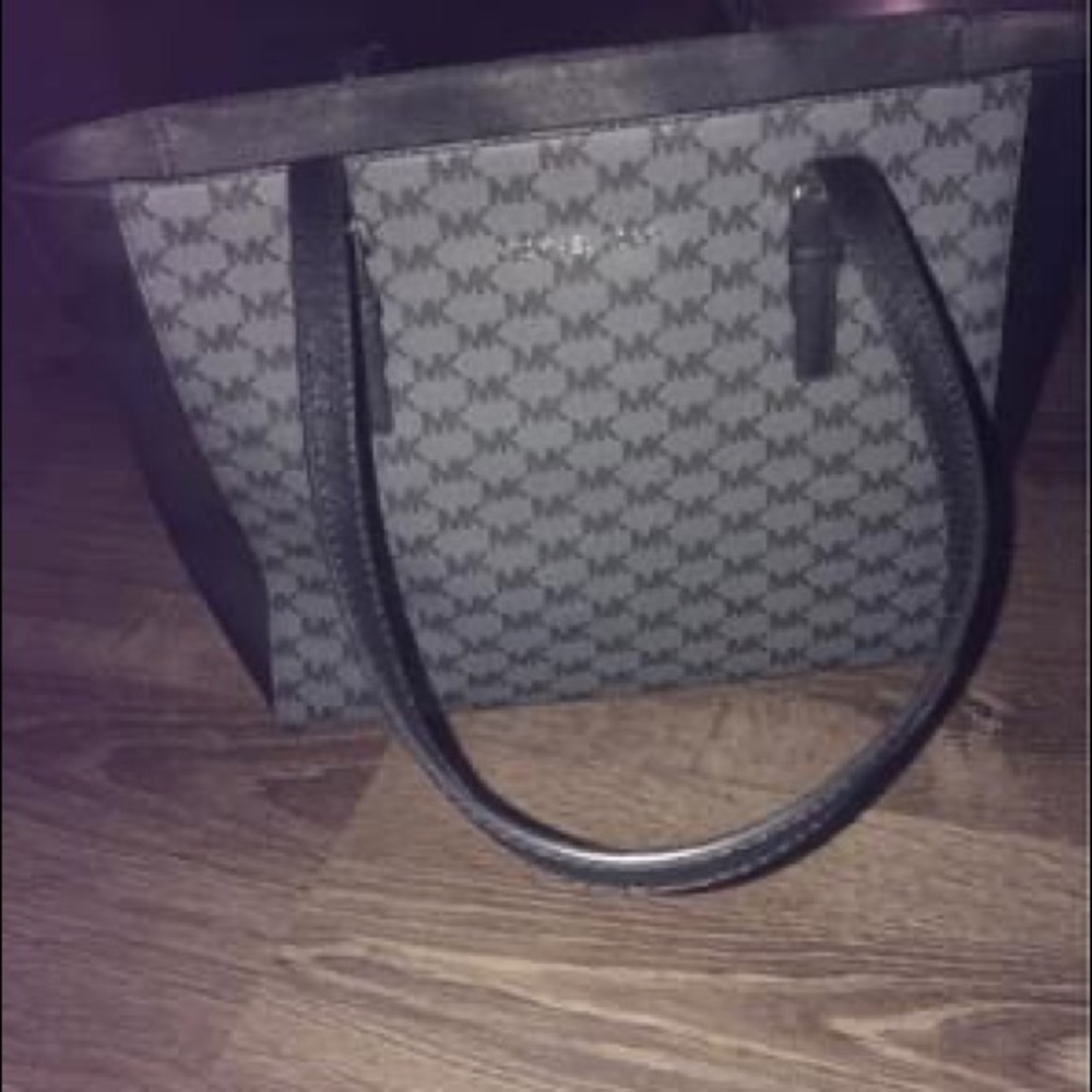 Brand new black/gray Michael Kors leather tote